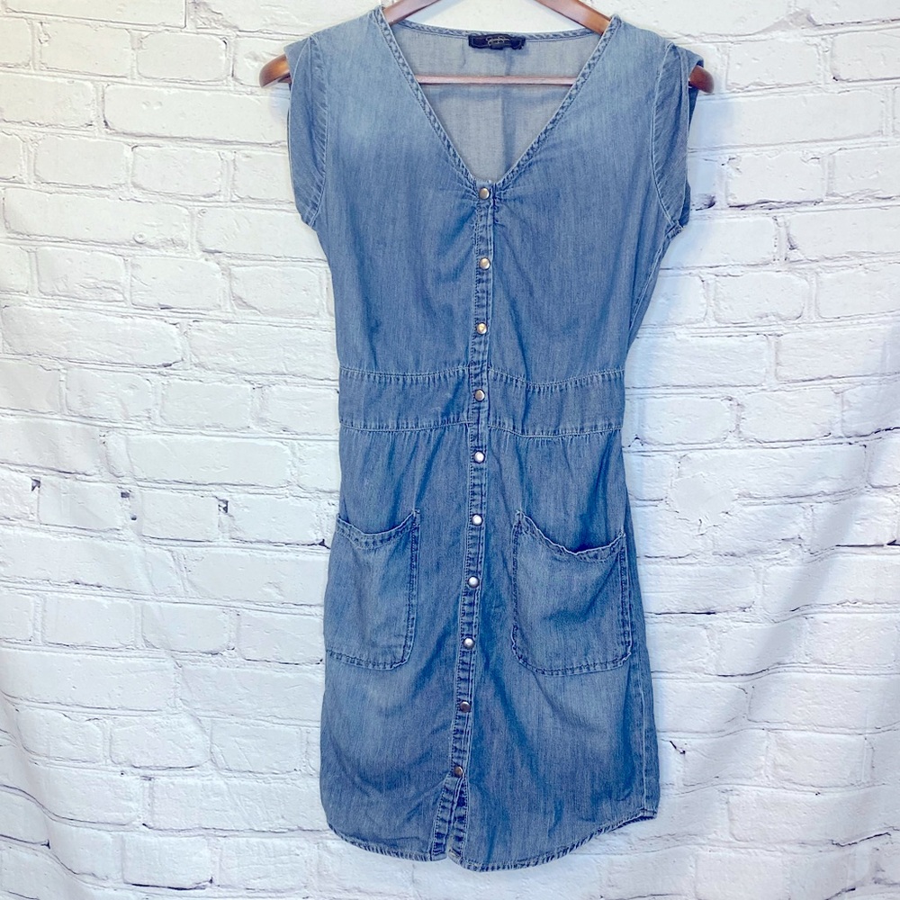 Jessica Simpson Blue Jean Snap Button Down Dress Size X-Small